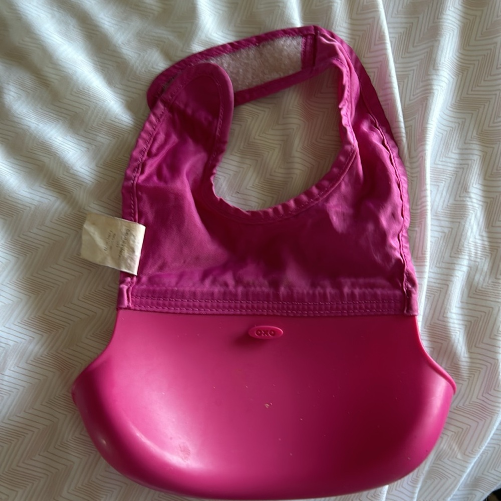 Machine Washable Pink OXO Toddler Bib - Picture 2 of 3